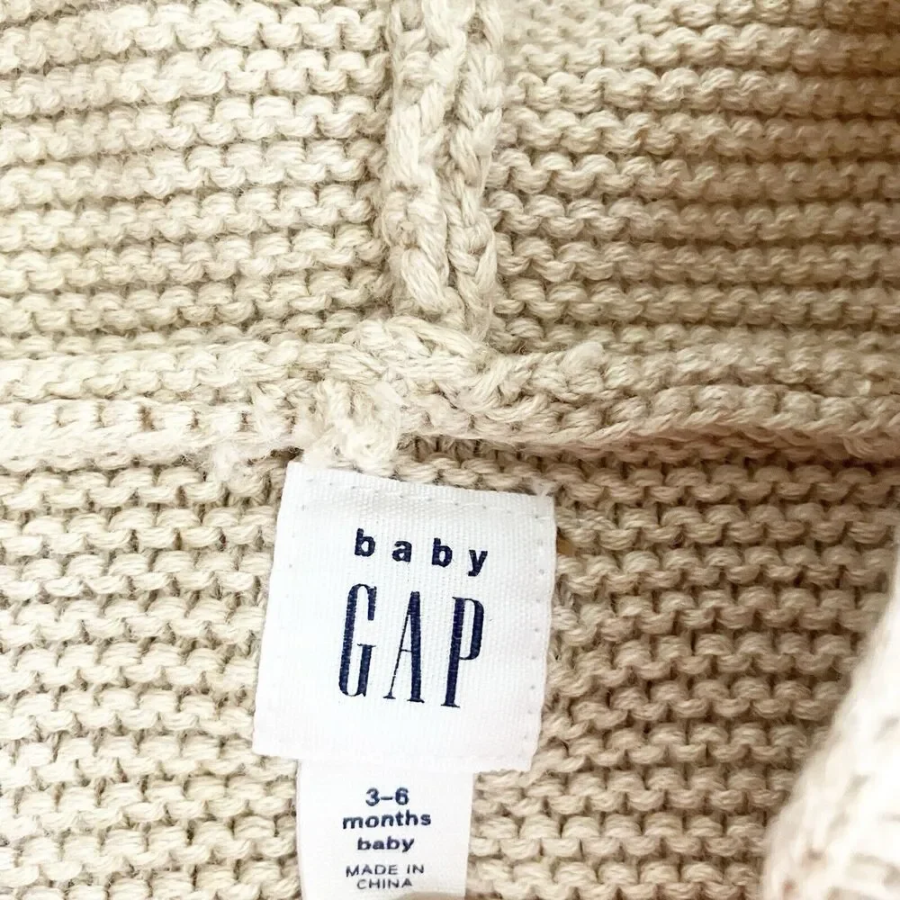 baby Gap Girls Size 3-6M Reindeer Hooded Cardigan Sweater Winter Xmas Rudolph